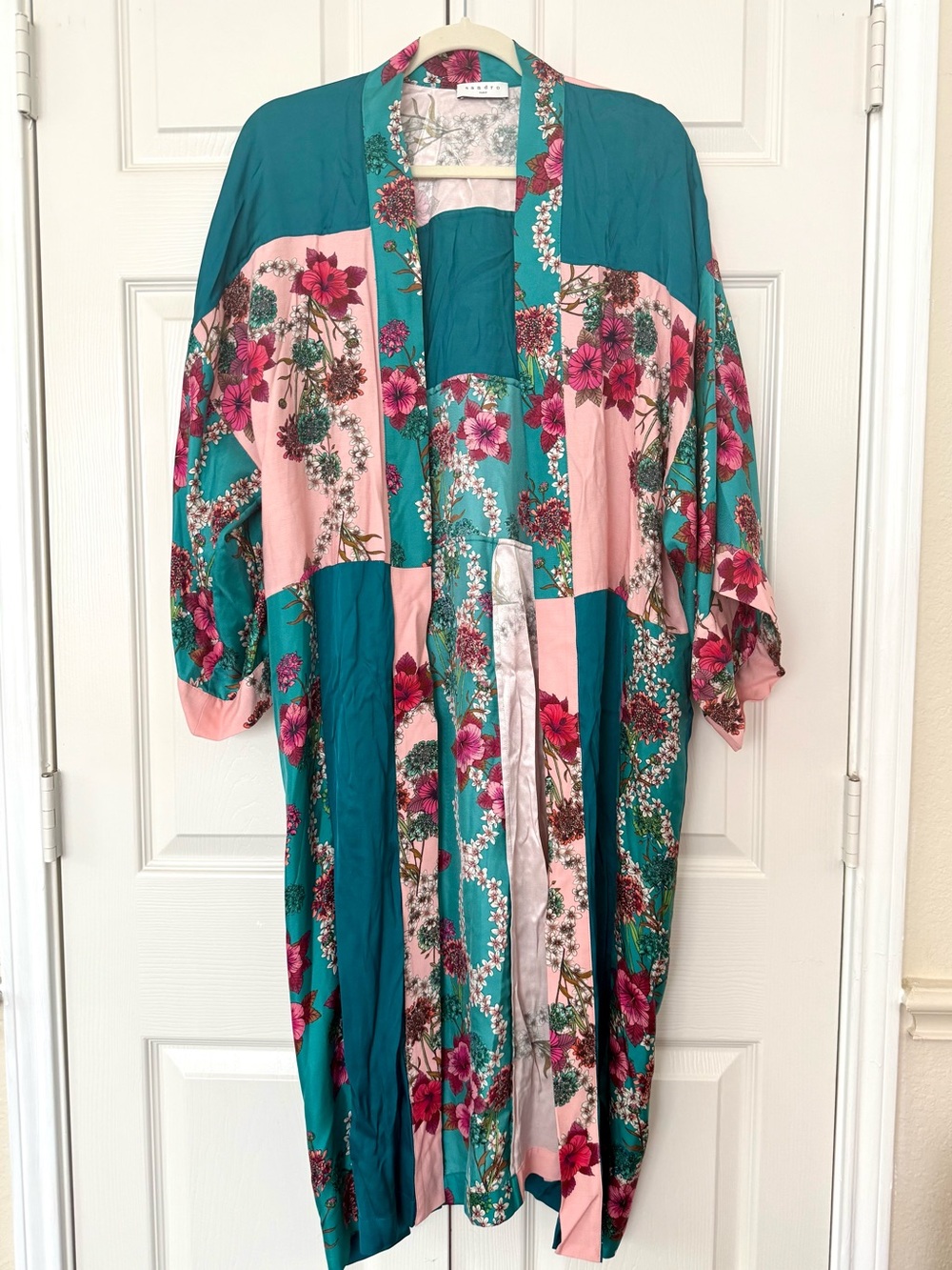Sandro Ting Printed Color Block Kimono Jacket Size 1/S